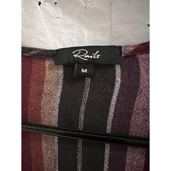 Rails Lucca Brava Stripe Mini Dress Smocked V-Neck Linen Blend Size M - Picture 3 of 9